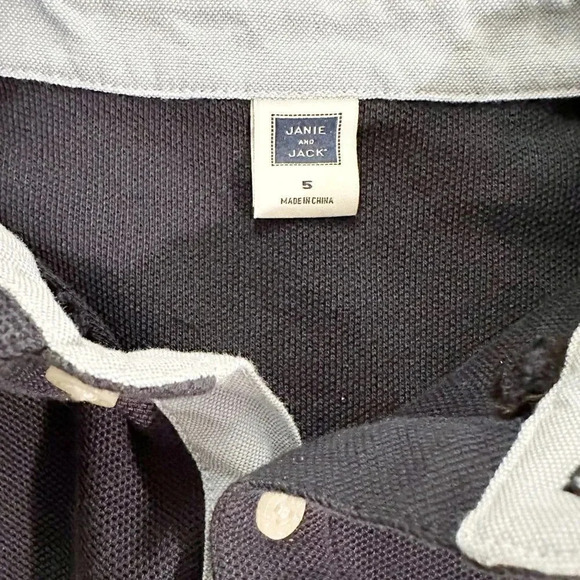 Janie & Jack | Navy Long Sleeve Polo (5) 💙 - Picture 4 of 4